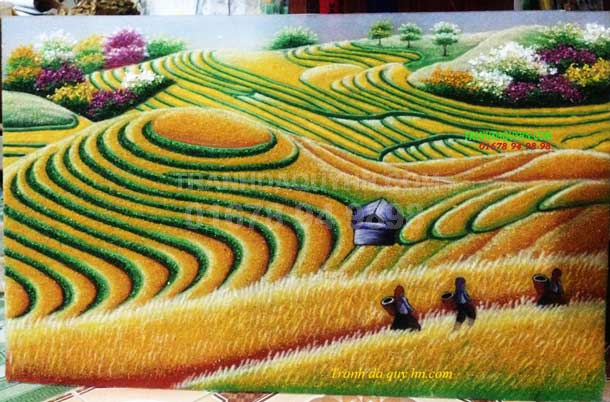 Tranh đá quý phong cảnh ruộng bậc thang RBT3 giá 2.350.000 vnđ