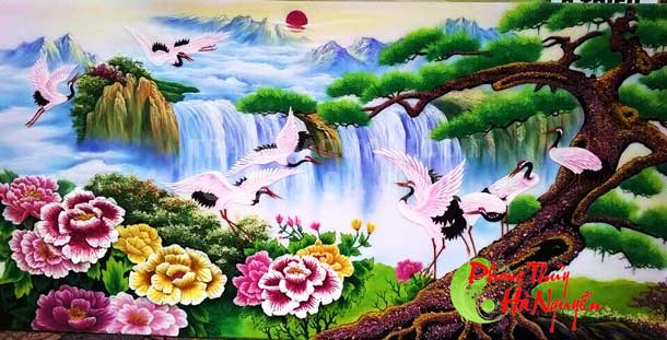 Tranh đá quý phong cảnh tùng hạc diên niên - TH1 giá 2.250.000 vnđ