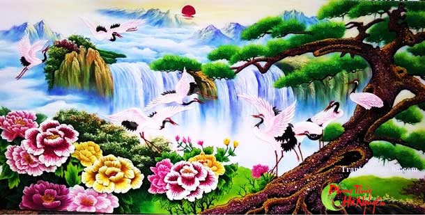 Tranh đá quý phong cảnh tùng hạc diên niên TH9 giá 5.700.000 vnđ