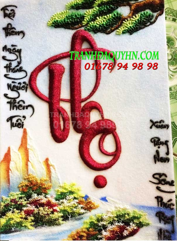 tranh đá quý thư pháp tranh chữ thọ TC4 giá 1.350.000 vnđ