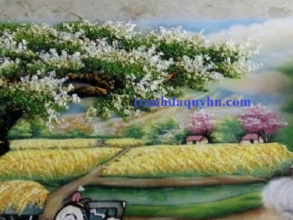 tranh đá quý hn - tranh  phong cảnh đồng lúa PC806