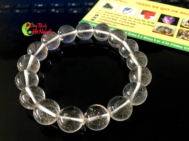 vòng tay đá thạch anh tóc trắng 12 ly