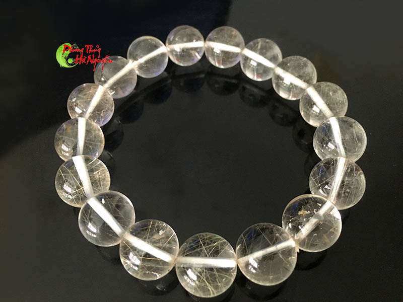 vòng tay đá thạch anh tóc trắng 12 ly tự nhiên