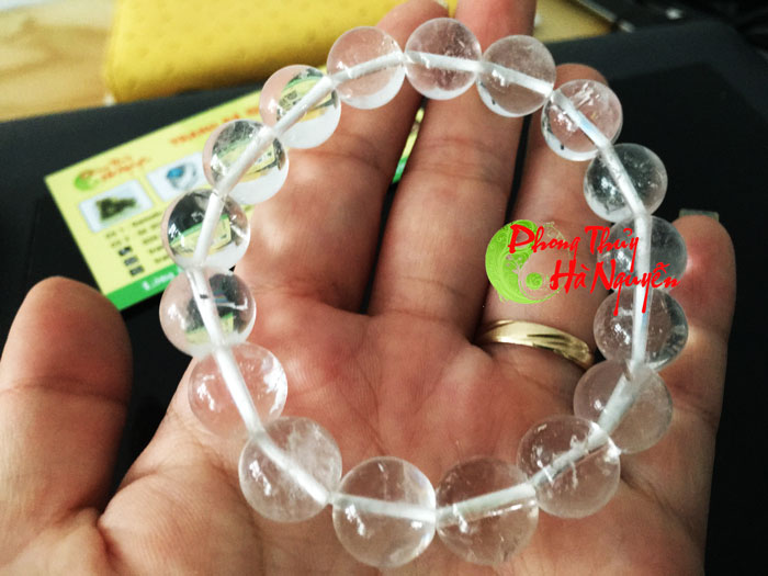 vòng tay đá thạch anh trắng 12  ly