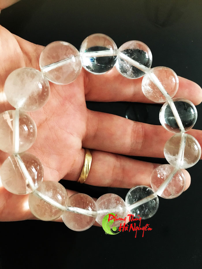 vòng tay đá thạch anh trắng 16 ly cực đẹp