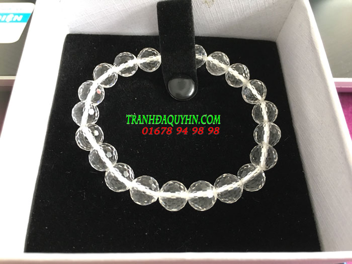  vòng tay đá thạch anh trắng 8ly  mài giác 
