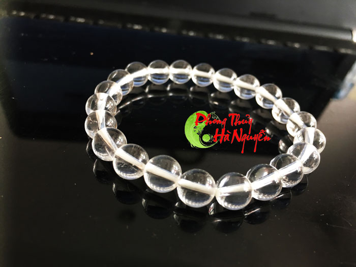 vòng tay đá thạch anh trắng trong 8 ly