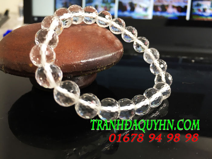  vòng tay đá thạch anh trắng 8ly  mài giác 