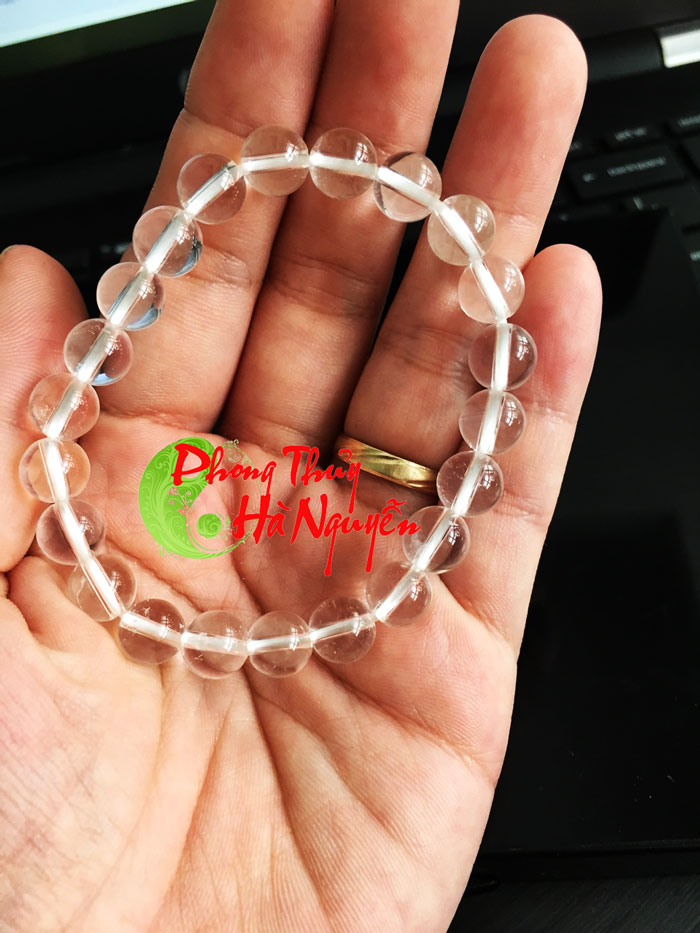 vòng tay đá thạch anh trắng trong 8 ly