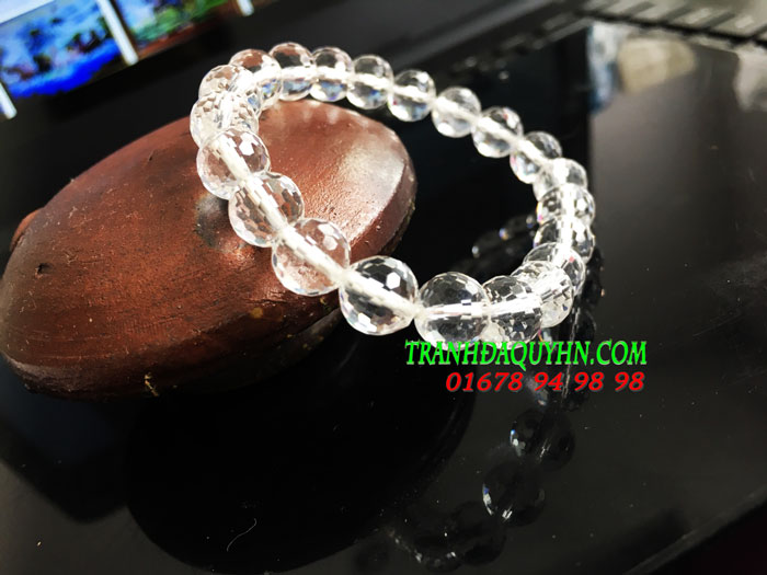  vòng tay đá thạch anh trắng 8ly  mài giác 